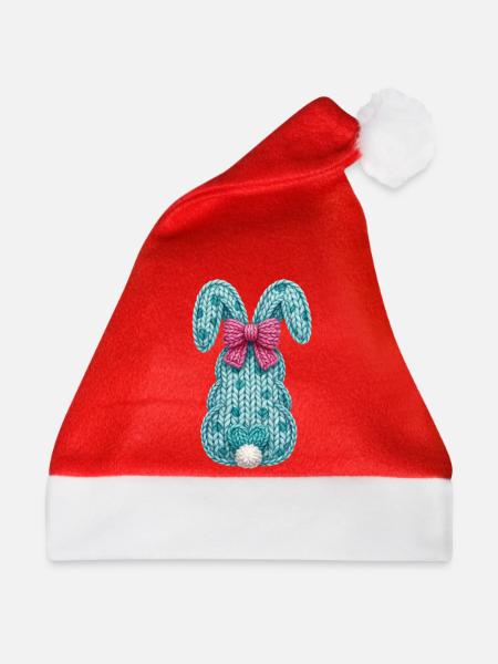 Osterhase von hinten Schleife Faux Yarn Ostern - Weihnachtsmütze - Rot - Vorne