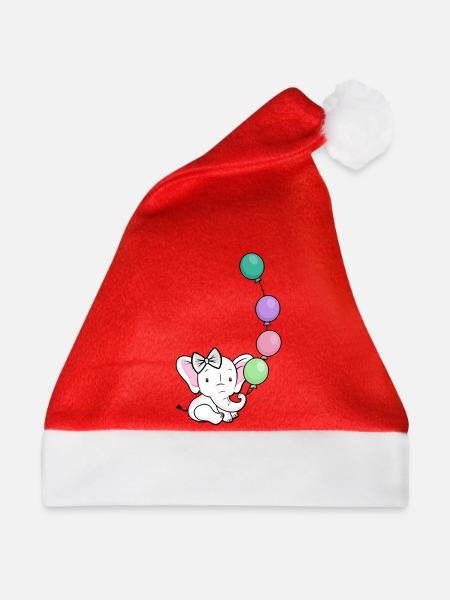 Ballonelefant mit Bogen - Weihnachtsmütze - Rot