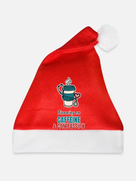Caffeine and Compassion – Pflege mit Kaffee - Weihnachtsmütze - Rot - Vorne