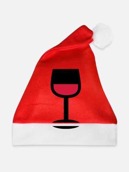 Wein Glas - Weihnachtsmütze - Rot