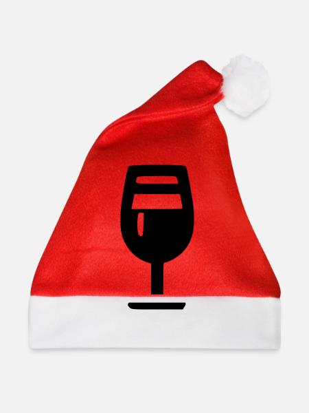 Glas Wein - Weihnachtsmütze - Rot