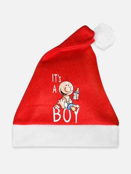 It's a Boy - Junge - Jungen - Jungs - Kind - Baby - Weihnachtsmütze - Rot - Vorne