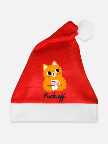 Genervte Katze - Weihnachtsmütze - Rot
