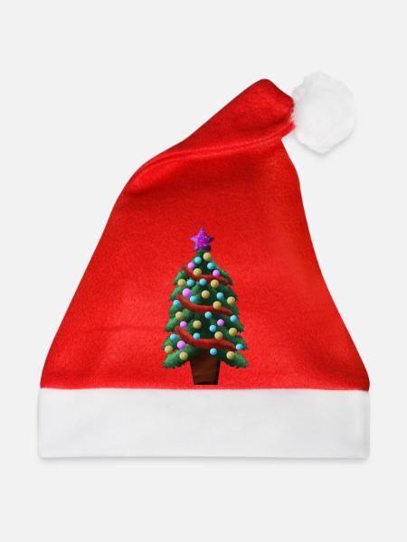 Christbaumaufkleber mit Kugeln - Weihnachtsmütze - Rot