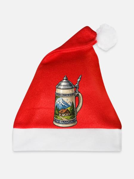 Alpenhütte im Bierkrug - Weihnachtsmütze - Rot