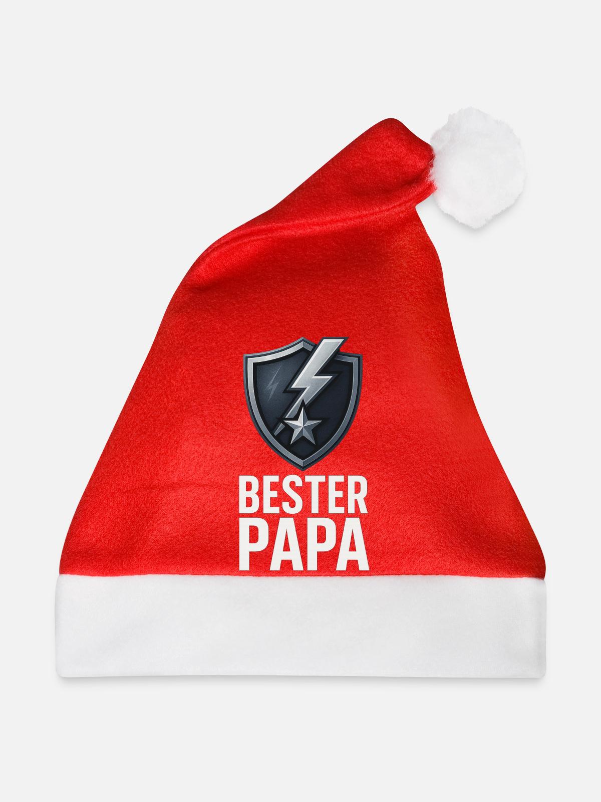 Bester Papa Shield - Weihnachtsmütze - Rot - Vorne