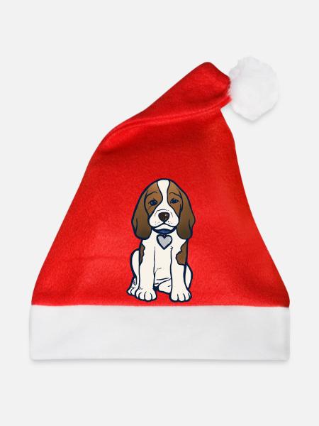 Illustration des Beagle-Herz-Welpen - Weihnachtsmütze - Rot