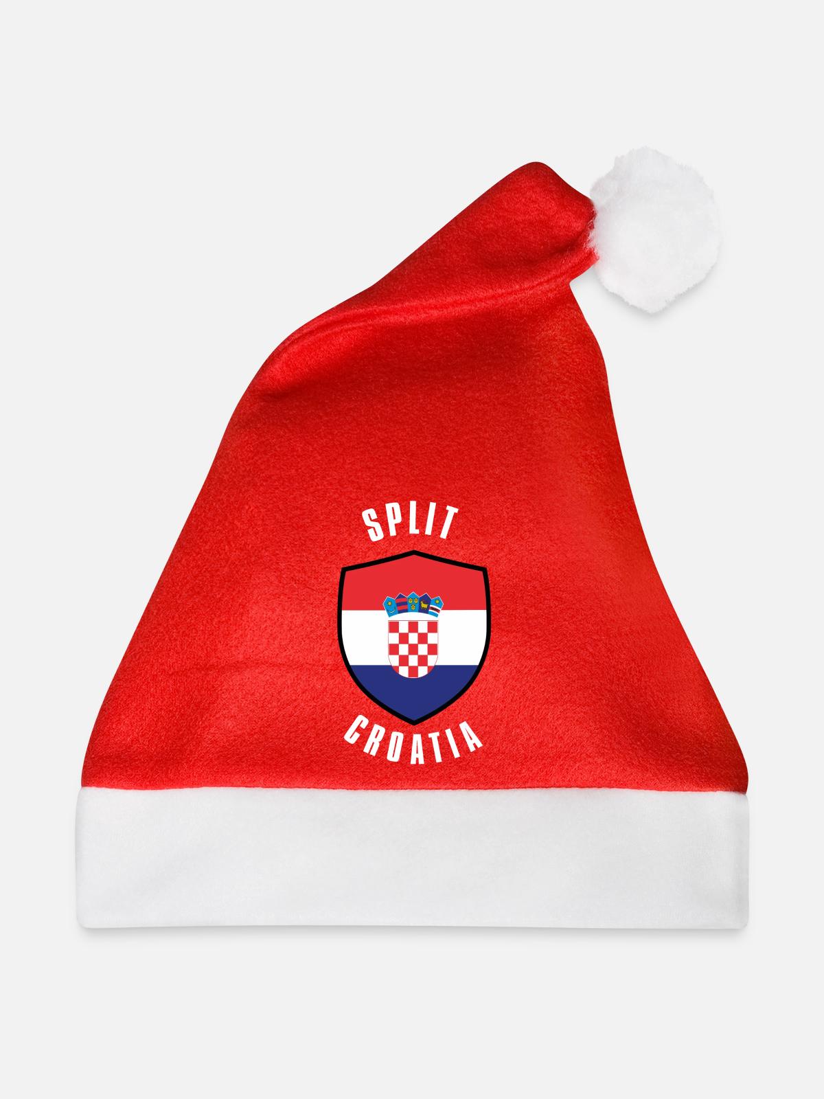 Geteilter Kroatien-Schild - Weihnachtsmütze - Rot - Vorne