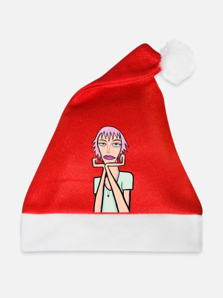 melancholische Frau - Weihnachtsmütze - Rot