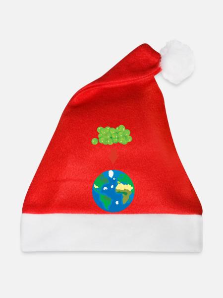 Erbsen auf der Erde - Weihnachtsmütze - Rot