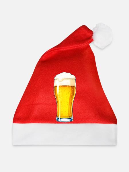 Bierglas-Illustration - Weihnachtsmütze - Rot