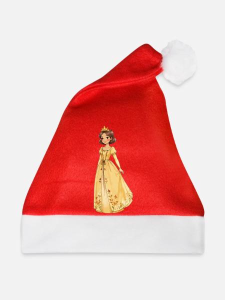 Gelbe Prinzessin Robe mit Blüten - Weihnachtsmütze - Rot