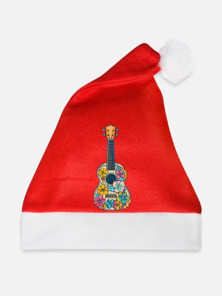 Ukulele Comic-Stil - Weihnachtsmütze - Rot