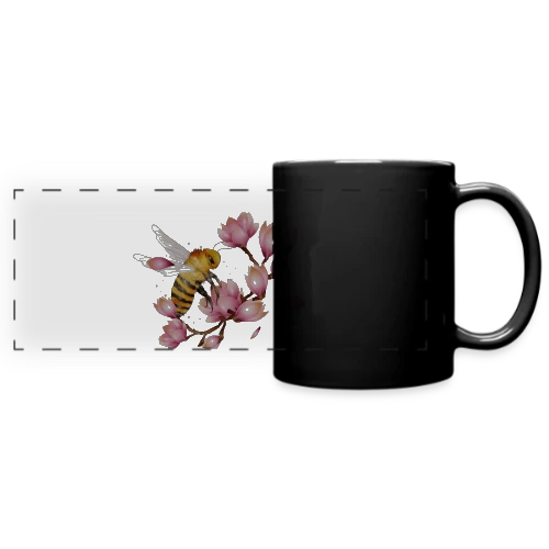 Abeille Volante et Magnolias – Dessin Main Élégant - Mug panoramique uni