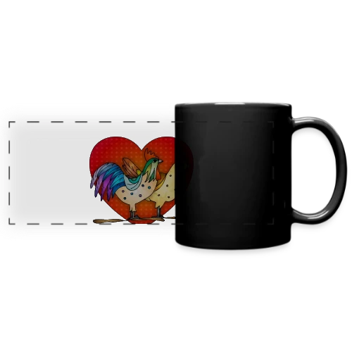 Duo Coq et Poule Champêtre - Mug panoramique uni