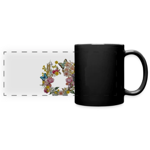 Éclosion Printanière : Fleurs et Papillons Colorés - Mug panoramique uni
