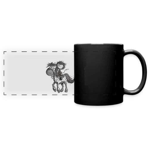 Cheval et cavalier rigolos - Dessin animé - Mug panoramique uni