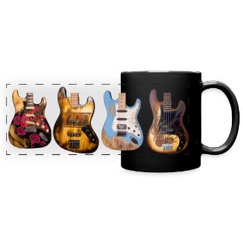Vier Gitarren - Panorama-Tasse farbig - Schwarz - Vorne