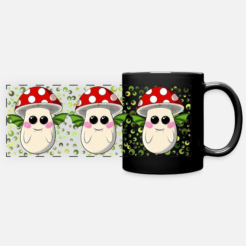 Bat toadstool mug motif - Full Colour Panoramic Mug - black