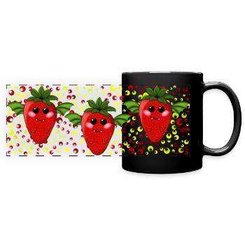 Motif de tasse de fraise de chauve-souris - Mug panoramique uni - noir - Devant