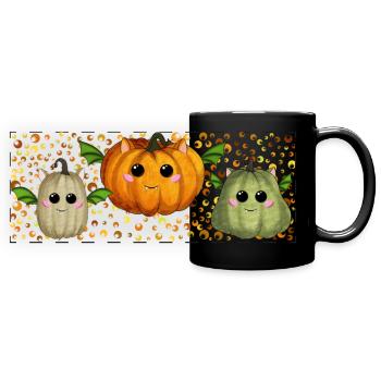 Motif de tasse de citrouilles d’Halloween - Mug panoramique uni - noir - Devant