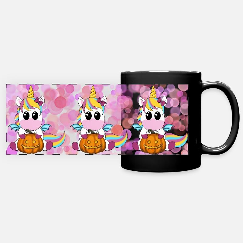 Halloween Einhörner Tassenmotiv - Panorama-Tasse farbig - Schwarz