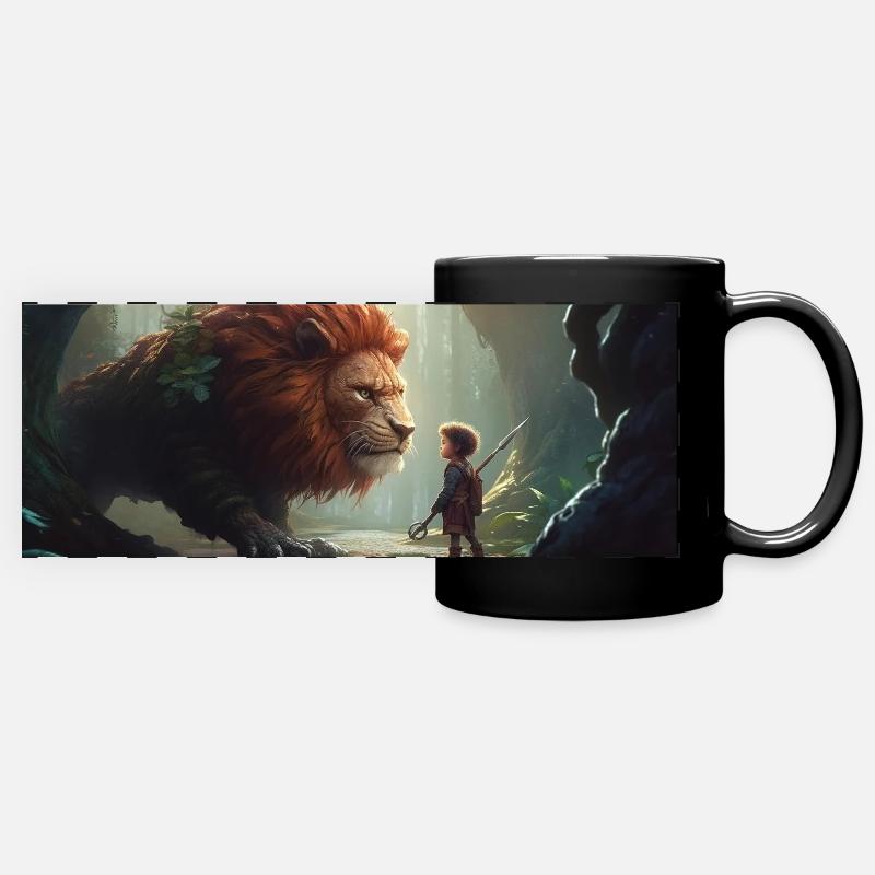 David gegen Goliath - Panorama-Tasse farbig - Schwarz