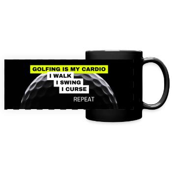 Funny Golf Coffee Mug - Ideal Gift for Golfers - Full Colour Panoramic Mug - black - Front