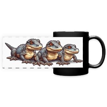 3 petits crocodiles alligators - Mug panoramique uni - noir - Devant