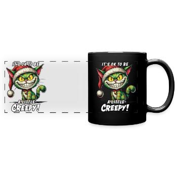 grinsende Katzen Tasse - Weihnachten - Panorama-Tasse farbig - Schwarz - Vorne