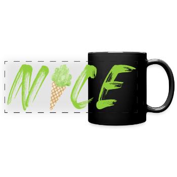 nice Eis Pistazie Eiswaffel coole Sprüche Eistüte - Panorama-Tasse farbig - Schwarz - Vorne