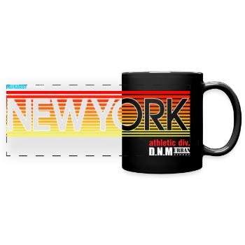 New York Skyline Sunset Design - Full Colour Panoramic Mug - black - Front