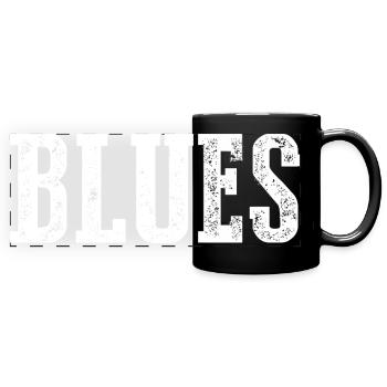 Vintage Blues Typografie Design - Panorama-Tasse farbig - Schwarz - Vorne