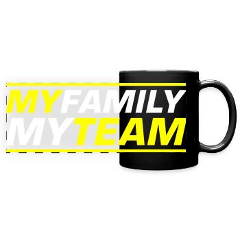 Mon équipe familiale dit - Mug panoramique uni - noir - Devant