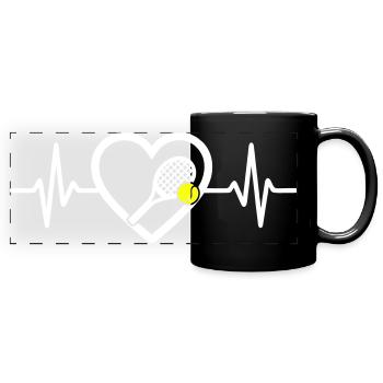 Tennis Heart Racquet Ball Sport Passion - Full Colour Panoramic Mug - black - Front