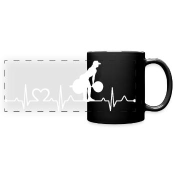 Female Weightlifting Deadlift Heartbeat EKG Gym - Full Colour Panoramic Mug - black - Front