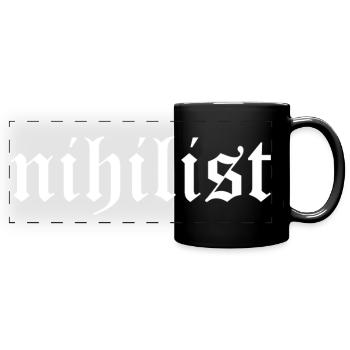 Nihilistische gotische Typografie-Logogestaltung - Panorama-Tasse farbig - Schwarz - Vorne