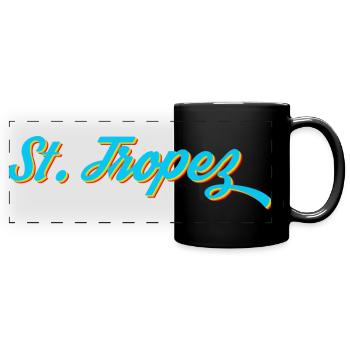 St. Tropez Neon Kalligrafie - Panorama-Tasse farbig - Schwarz - Vorne