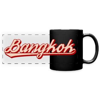 Bangkok Retro Schriftzug Rot Vintage - Panorama-Tasse farbig - Schwarz - Vorne