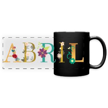 ABRIL Name Decorated with Flowers - Full Colour Panoramic Mug - black - Front
