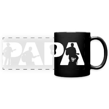 Papa Gitarrist Akustikmusiker Silhouette - Panorama-Tasse farbig - Schwarz - Vorne