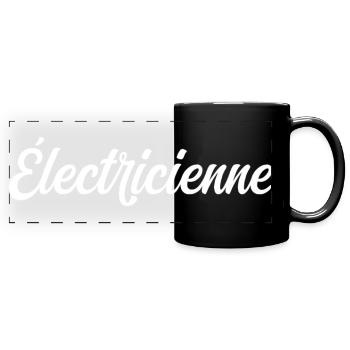 Électricienne - Mug panoramique uni - noir - Devant