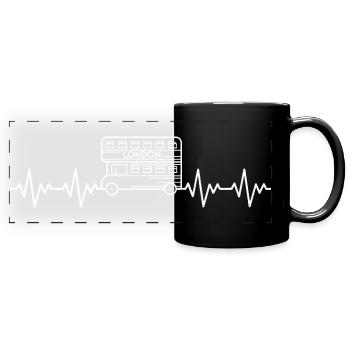 Battement de cœur de l’ECG du bus London Doppedecker - Mug panoramique uni - noir - Devant
