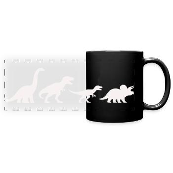 Silhouettes de dinosaures dans un style rétro - Mug panoramique uni - noir - Devant