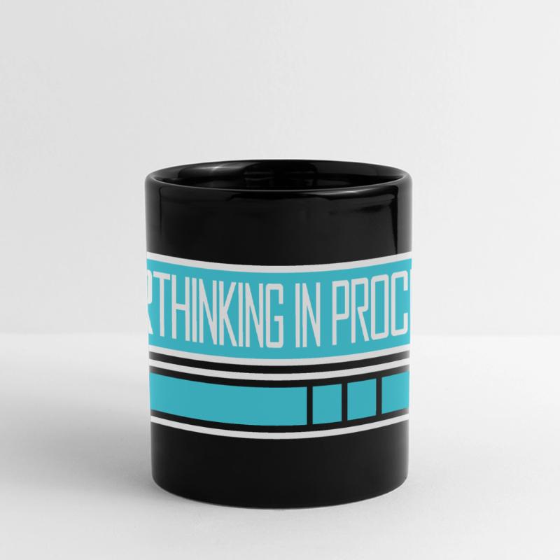 Overthinking In Process Funny Brooding Saying Logo Full Colour Panoramic Mug