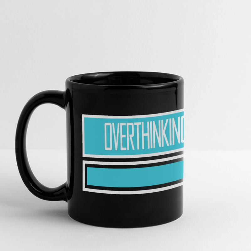 Overthinking In Process Funny Brooding Saying Logo Full Colour Panoramic Mug
