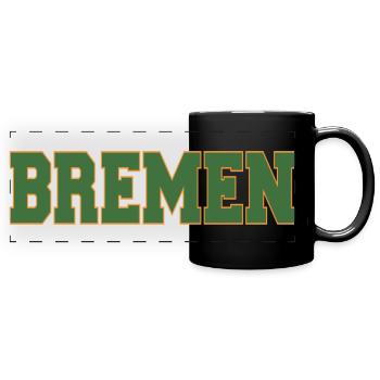 Bremen block lettering green and gold - Full Colour Panoramic Mug - black - Front