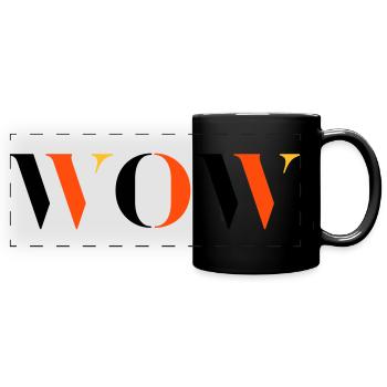 WOW tri-colour - Full Colour Panoramic Mug - black - Front
