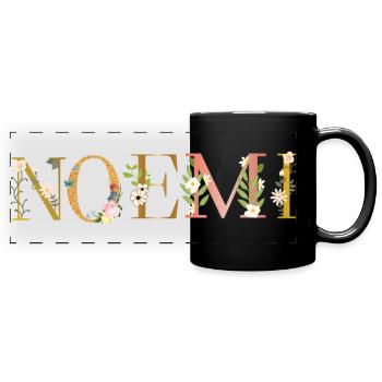 NOEMI name decorated with flowers - Full Colour Panoramic Mug - black - Front