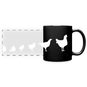 Instantané Famille de poussins, Poulet, Évolution, - Mug panoramique uni - noir - Devant